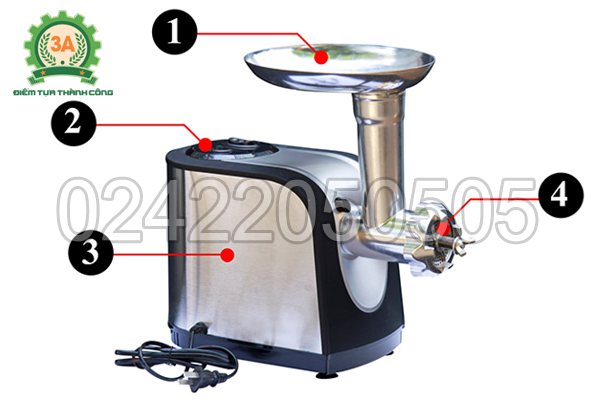 Cấu tạo của Máy đùn cám hạt cho chim 3A650W