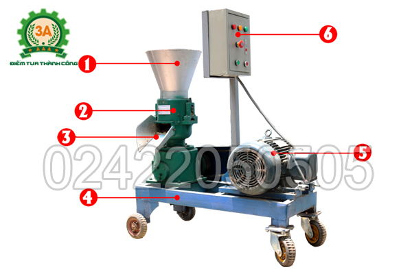 Cấu tạo Máy làm cám viên trục đứng 3A7,5Kw