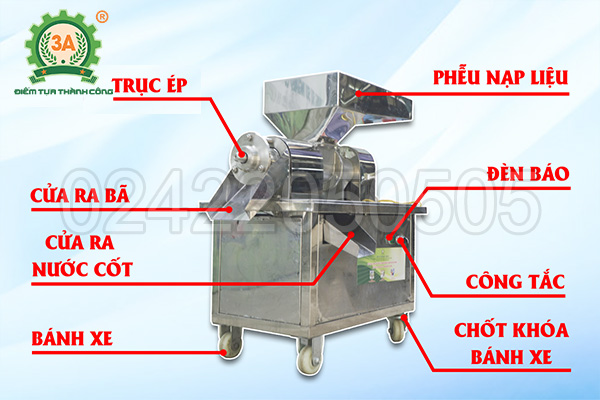 Cấu tạo Máy ép nước cốt dừa inox 3A750W