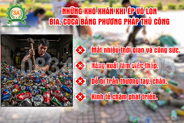Máy ép vỏ lon bia, coca 