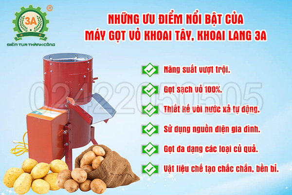 Máy gọt vỏ khoai tây, khoai lang 