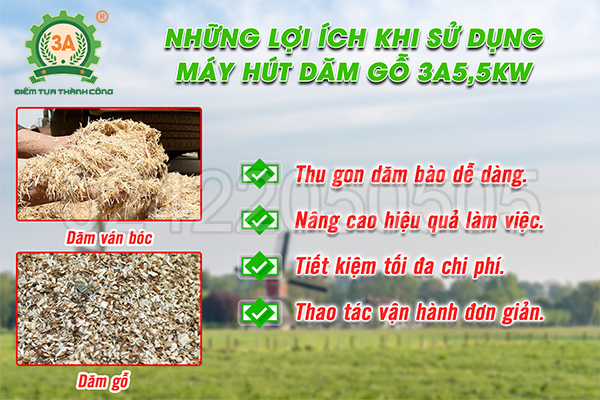 Những lợi ích khi sử dụng Máy hút dăm gỗ 3A5,5kw mang lại: