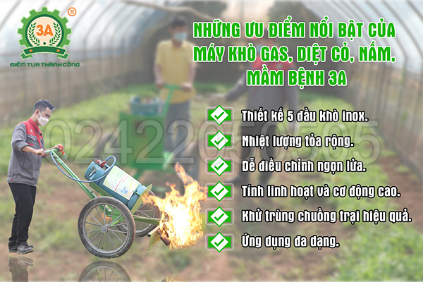 Máy khò gas diệt cỏ, nấm, mầm bệnh 3A có ưu điểm gì nổi bật?