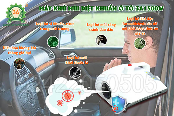 Máy khử mùi diệt khuẩn ô tô 3A1500W (07)
