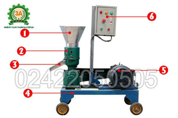 Cấu tạo Máy làm cám viên trục đứng 3A5,5Kw