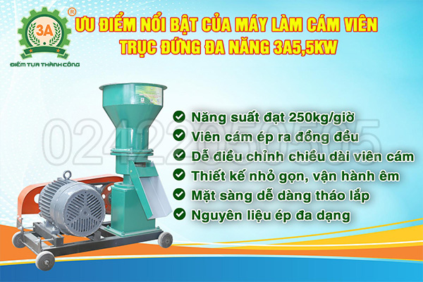 Máy làm cám viên trục đứng đa năng 3A5,5Kw