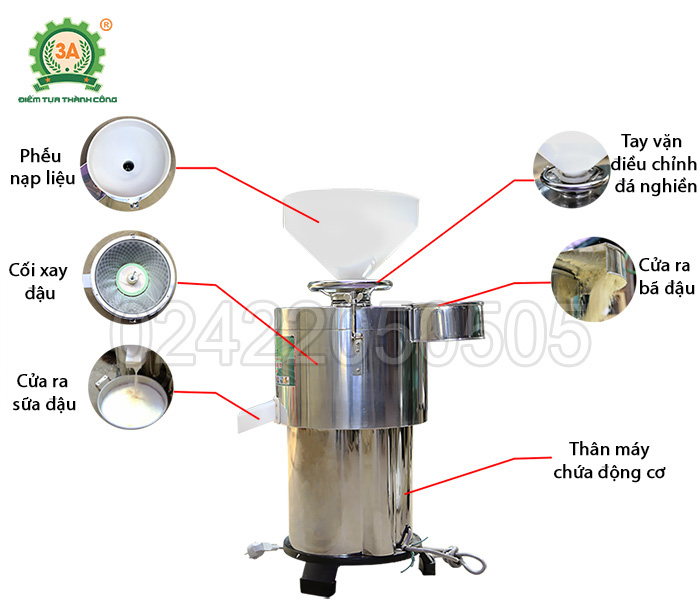 Cấu tạo của Máy làm sữa đậu nành công nghiệp 3A1,5Kw