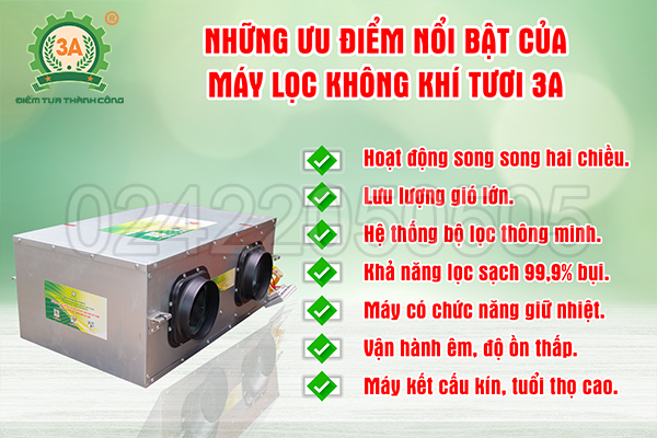 Những ưu điểm nổi bật của Máy lọc không khí tươi 3A