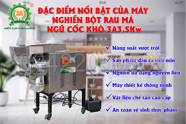 Máy nghiền bột rau má, ngũ cốc khô 3A3,5Kw (05)