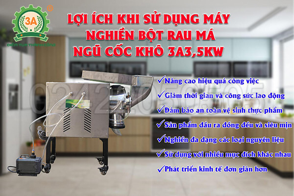 Máy nghiền bột rau má, ngũ cốc khô 3A3,5Kw (12)