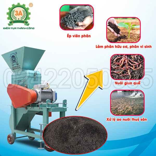 Máy nghiền đất đóng bầu 2 tầng 3A4Kw