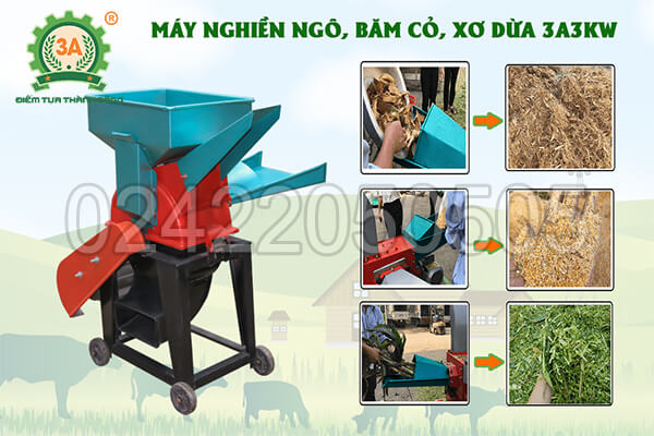 máy nghiền ngô, băm cỏ, xơ dừa 3A3kW