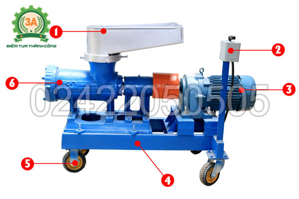 Cấu tạo của Máy nghiền xương 3A5,5Kw