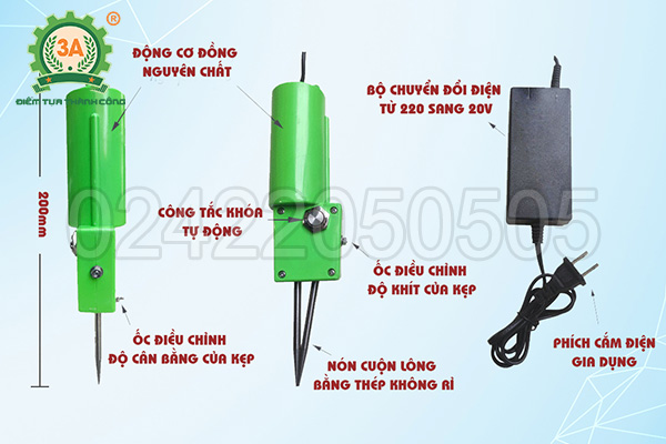 Cấu tạo của Máy nhổ lông măng vịt, ngan, gà cầm tay 3A150W