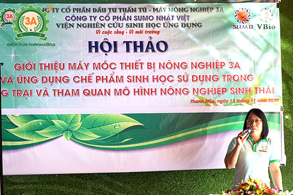 Đại diện Hãng 3A phát biểu tại hội thảo máy nông nghiệp 3A với bà con nông dân Thanh Hóa