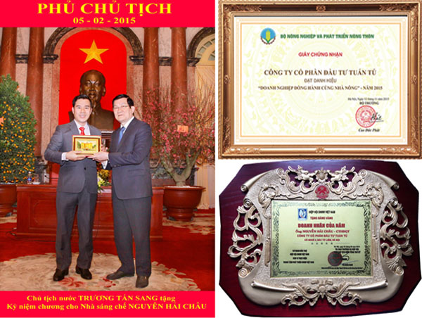 Nhà sáng chế máy nông nghiệp 3A - Nguyễn Hải Châu nhận kỷ niệm chương của chủ tịch nước Trương Tấn Sang
