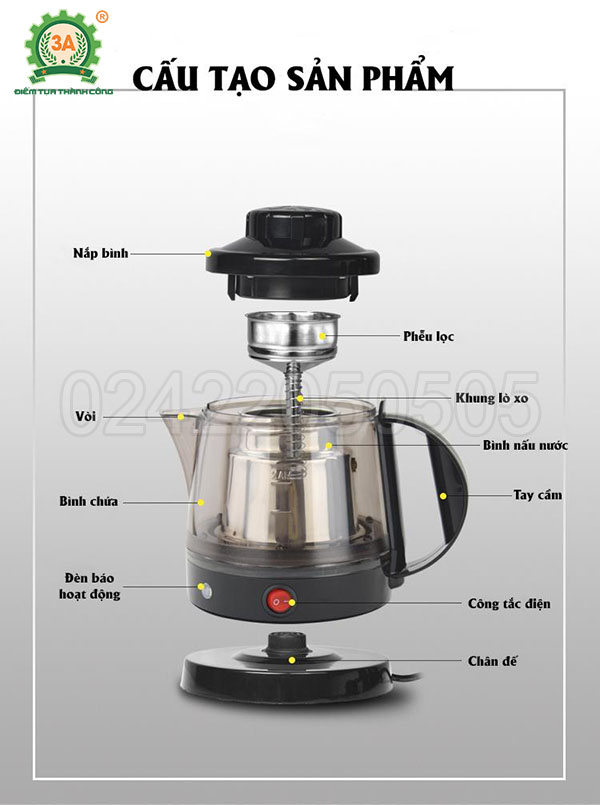 Máy pha trà, nấu nước linh chi 3A (14)