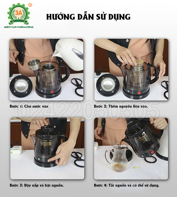 Máy pha trà, nấu nước linh chi 3A (15)