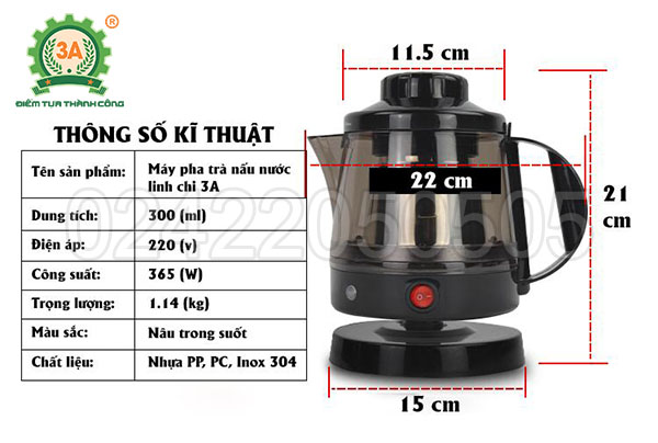 Máy pha trà, nấu nước linh chi 3A (16)