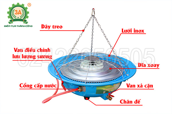 Cấu tạo Máy phun sương tạo ẩm cho lan dạng đĩa 3A