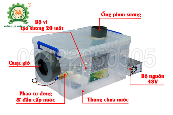 Cấu tạo của Máy phun sương tạo ẩm trồng đông trùng hạ thảo 3A510W