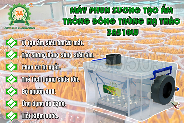 Máy phun sương tạo ẩm trồng đông trùng hạ thảo 3A510W