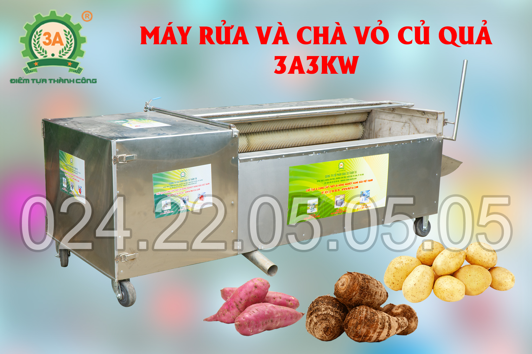 Máy rửa và chà vỏ củ quả 3A3kW