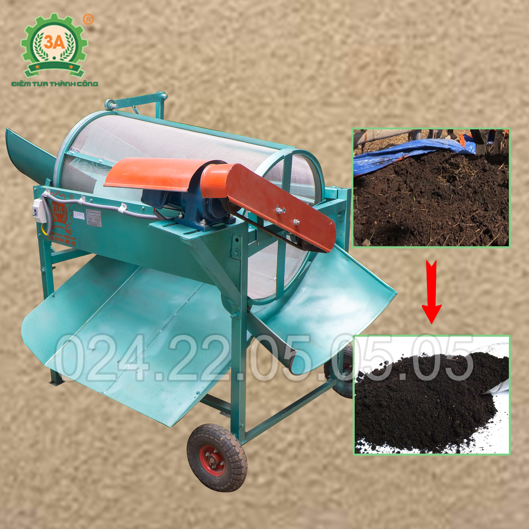 Máy sàng phân bón lồng quay 3a