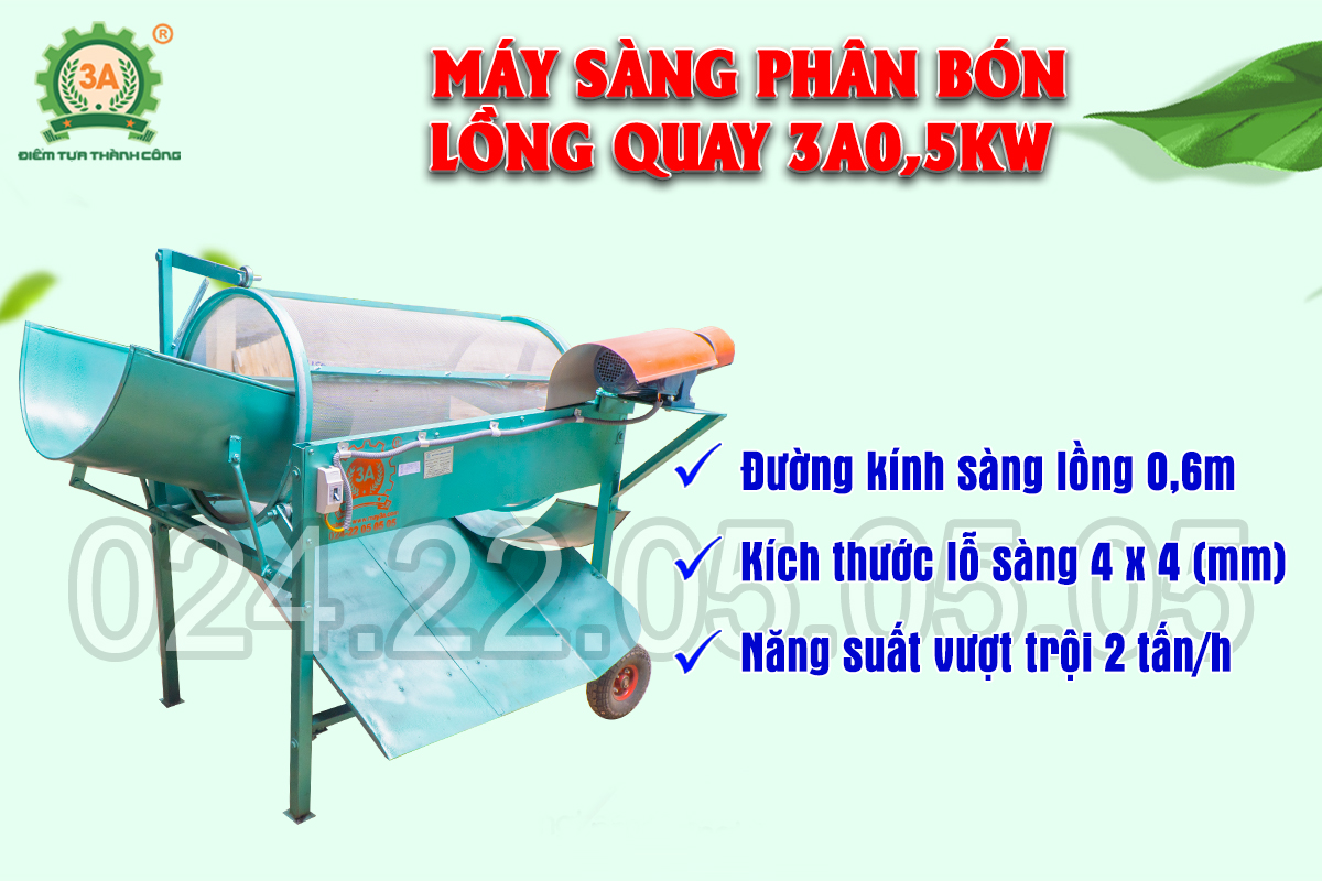 Máy sàng phân bón lồng quay 3a