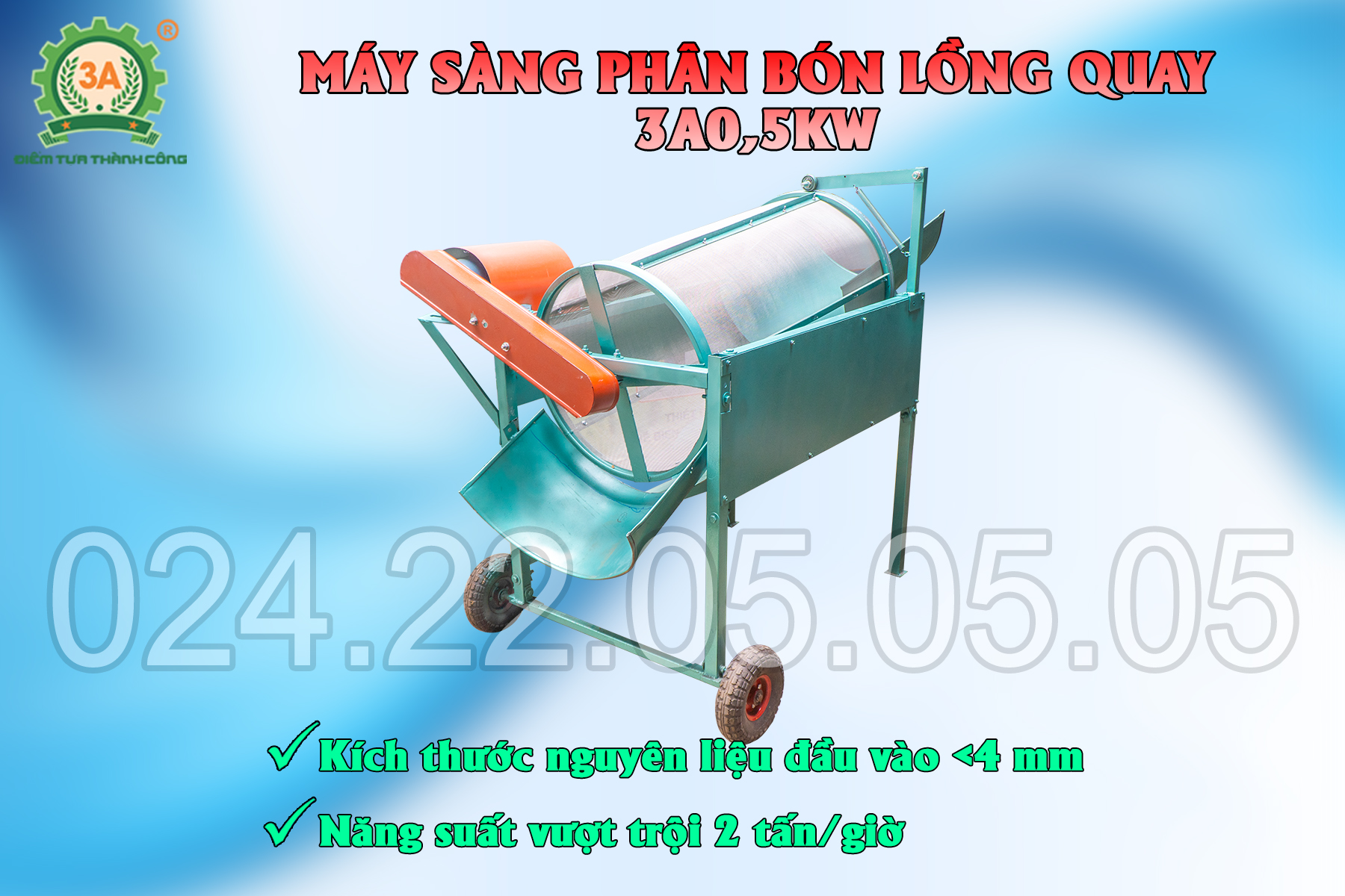 Máy sàng phân bón lồng quay 3a