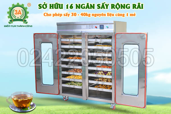 Máy sấy rau củ quả 3A 16 ngăn có năng suất sấy lớn không?