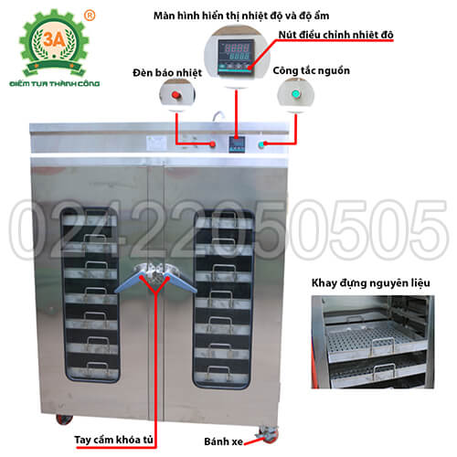 Cấu tạo của máy sấy rau củ quả 3A 16 ngăn