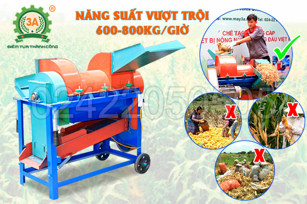 Máy tách hạt ngô cả vỏ 3A3,5Kw (09)