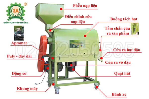 Máy tách vỏ đậu nành khô 3A4kW (08)