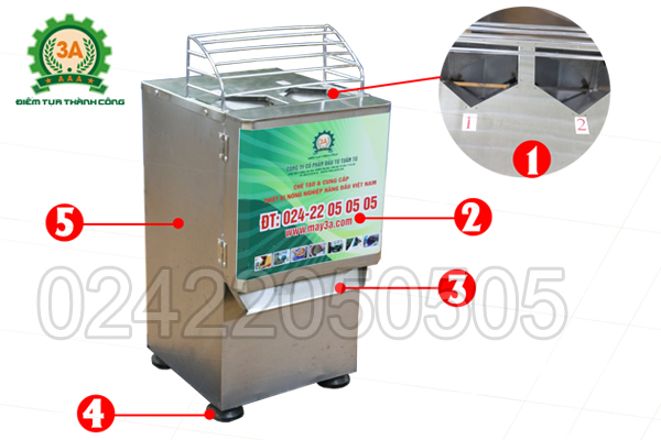 Cấu tạo máy thái lát, sợi rau củ quả 3A1,1Kw