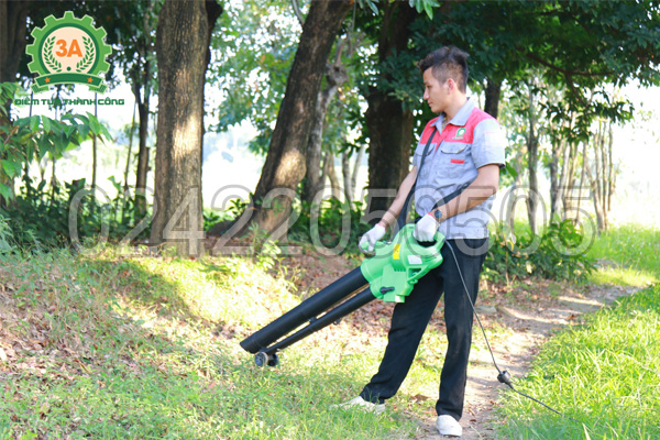Kỹ thuật viên sử dụng Máy thổi, hút lá cây 3A