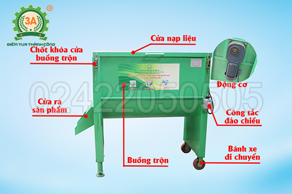 Cấu tạo của Máy trộn phân bón trục ngang 3A3Kw