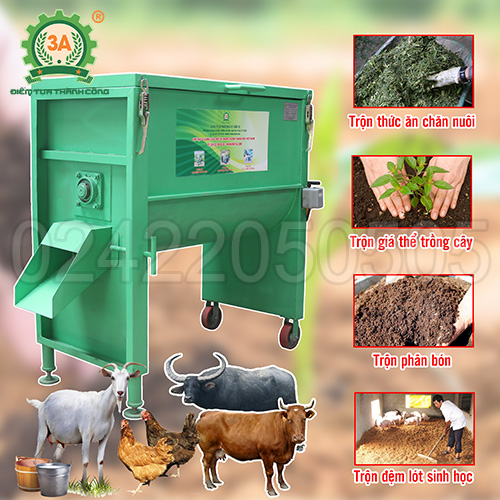 Máy trộn phân bón trục ngang 3A3Kw
