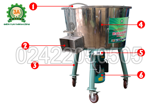 Cấu tạo máy trộn thức ăn cho gà 1 pha 3A3Kw