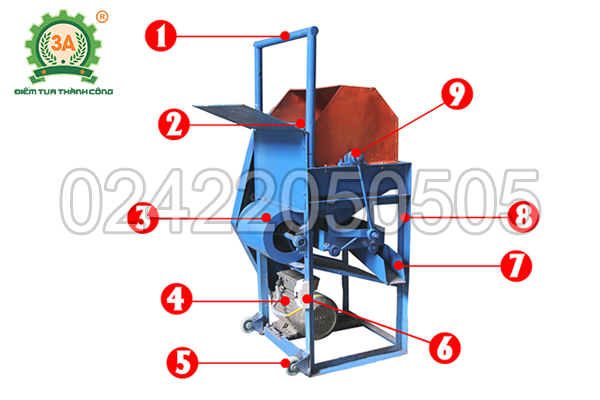Cấu tạo của máy tuốt lạc 3A2,2Kw