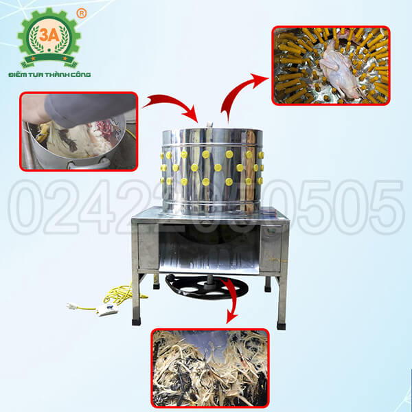 Máy vặt lông gà vịt 3A1,5Kw (02)