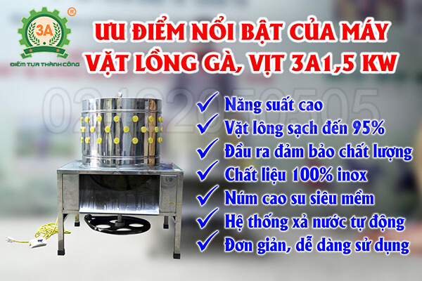 Máy vặt lông gà vịt 3A1,5Kw (04)