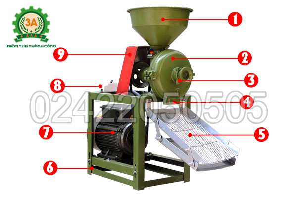 Cấu tạo của Máy vỡ ngô thành mảnh 3A2,2Kw