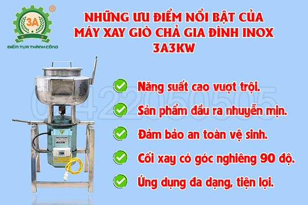 Máy xay giò chả gia đình inox 3A3Kw (06)