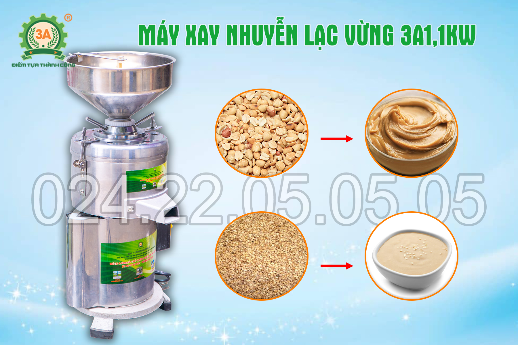 Máy xay nhuyễn lạc vừng 3A1,1kW