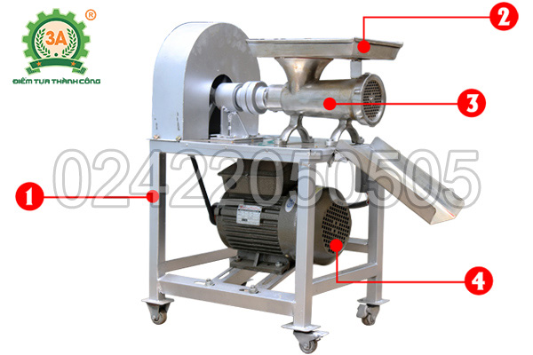 Cấu tạo của máy xay thịt cá inox 3A1,5Kw