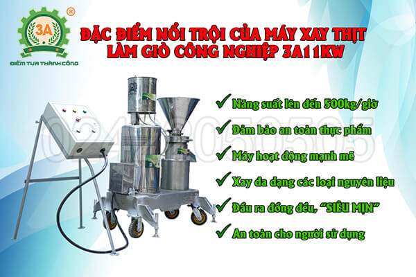 Máy xay thịt làm giò công nghiệp 3A11KW siêu mịn (06)