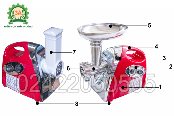 Cấu tạo của Máy xay thịt, nạo rau củ 3A400W