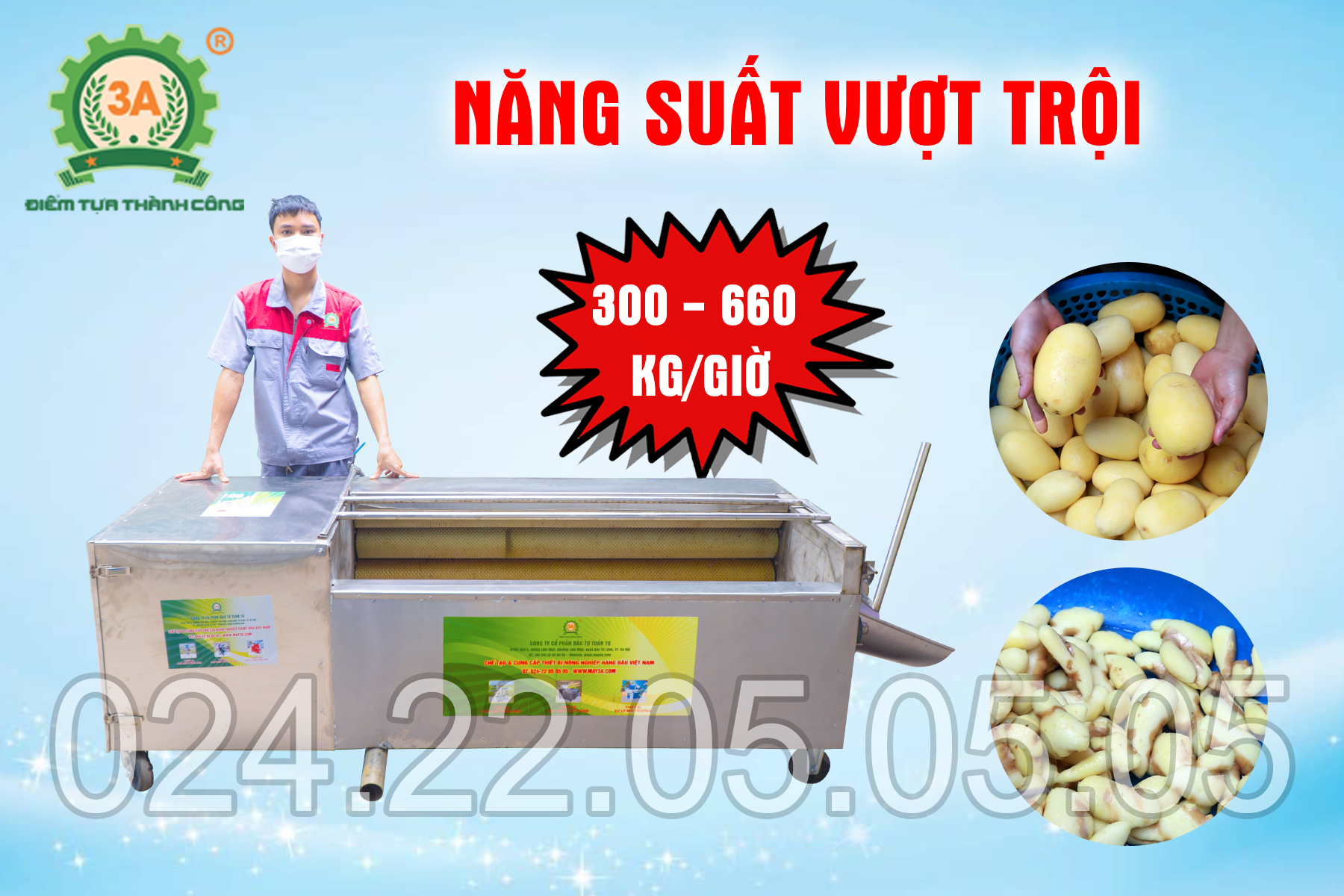 Năng suất vượt trội lên đến 660 kg/giờ