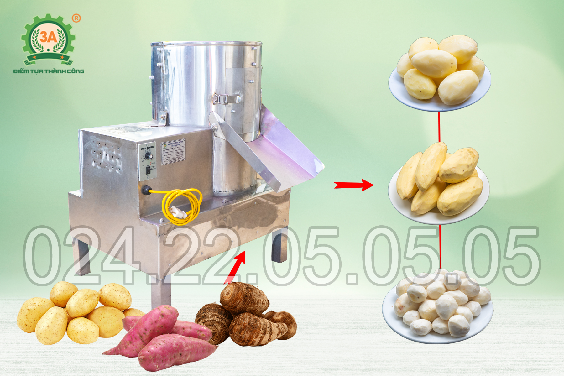 Máy gọt vỏ khoai tây, khoai lang inox 3A370W
